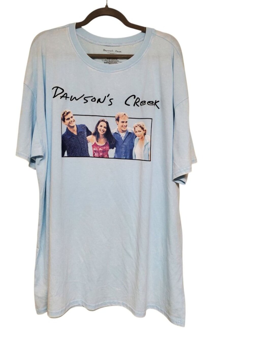 Dawson's Creek Light Blue Mineral Wash Double Sided Cast Photo Tee Women's L